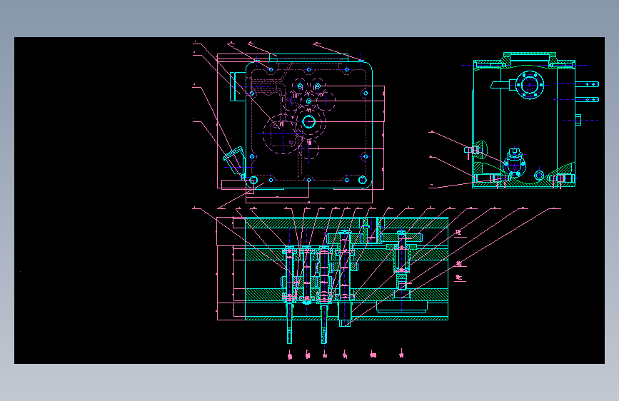 87-梳棉机箱体结合件钻孔组合机床（3个5.2孔）_AutoCAD 2004_模型图纸下载 – 懒石网