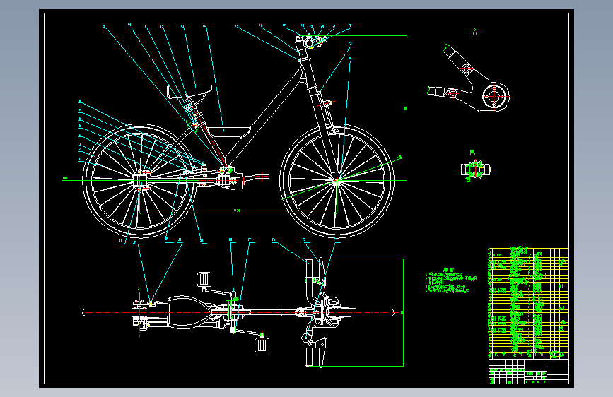 74-无链自行车二维图纸（毕Y设计）