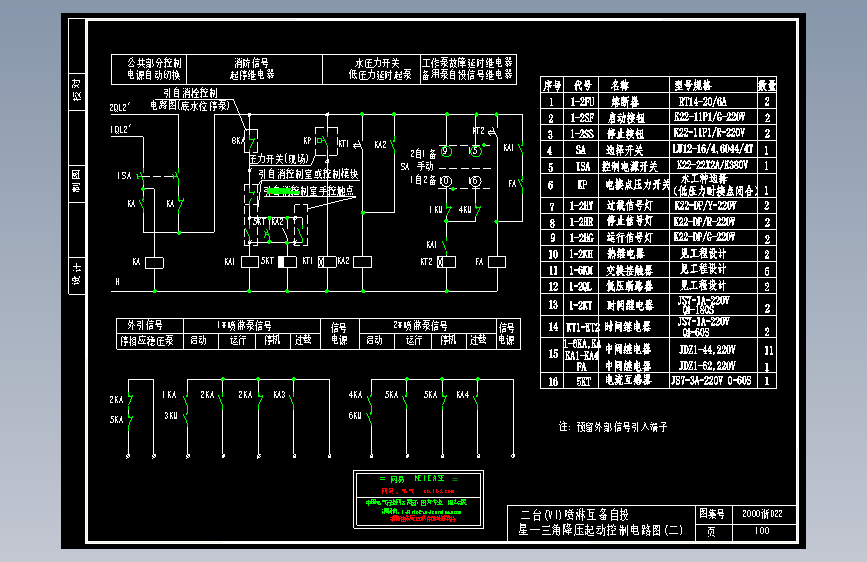 二台(VI)喷淋互备自投星--三角降压起动控制电路图