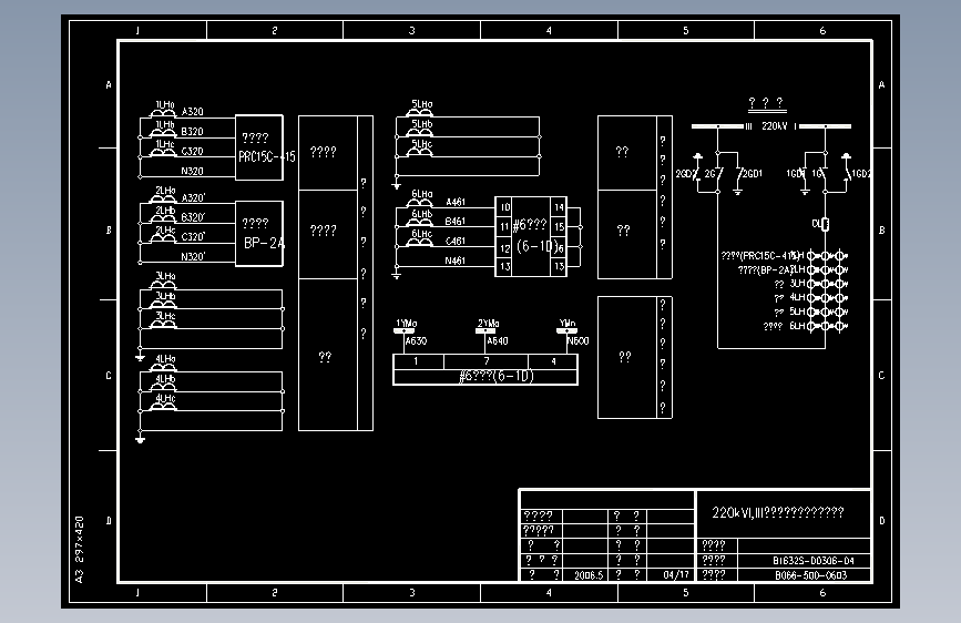 220kVI,III分段示意图及电流电压回路(B066-500-0603)