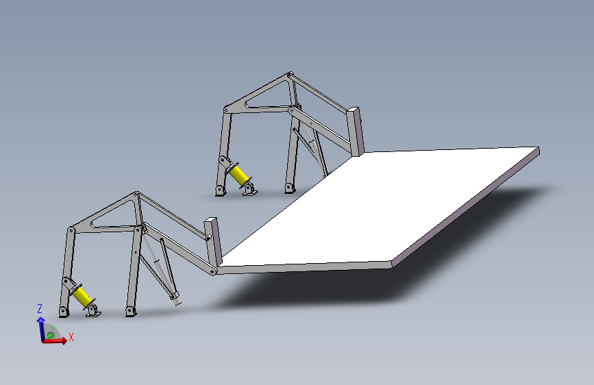 四连杆载车机构设计三维SW模型+CAD