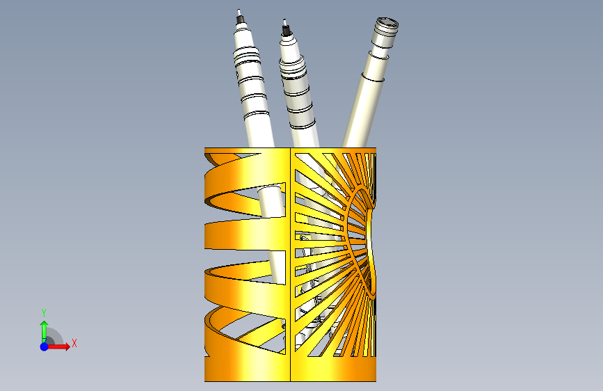笔筒 正面视图