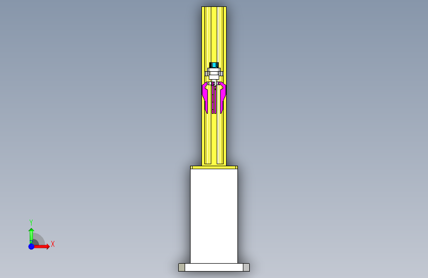 cylindrical arm柱坐标系机械臂简易模型3D图纸 STP IGS x_t格式 正面视图