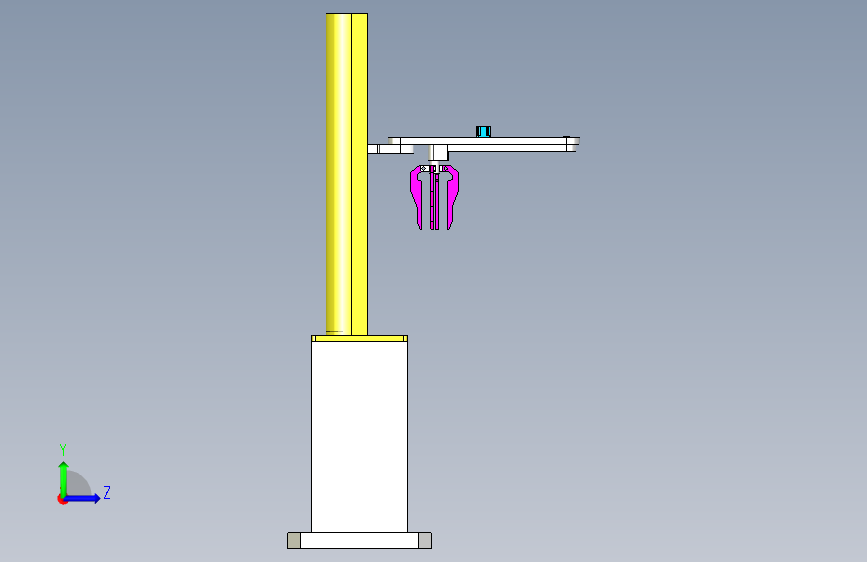 cylindrical arm柱坐标系机械臂简易模型3D图纸 STP IGS x_t格式 左侧视图