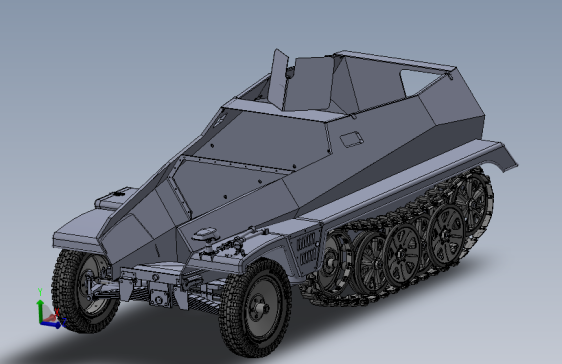 sd.kfz.250半履带轻型装甲车模型3D图纸 Solidworks2020 附STEP