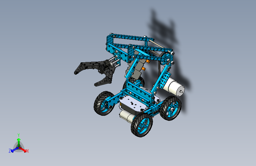 Small mechanical arm智能机械手四轮小车3D图纸 STEP格式