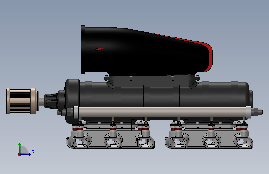 V12发动机3D模型 左侧视图