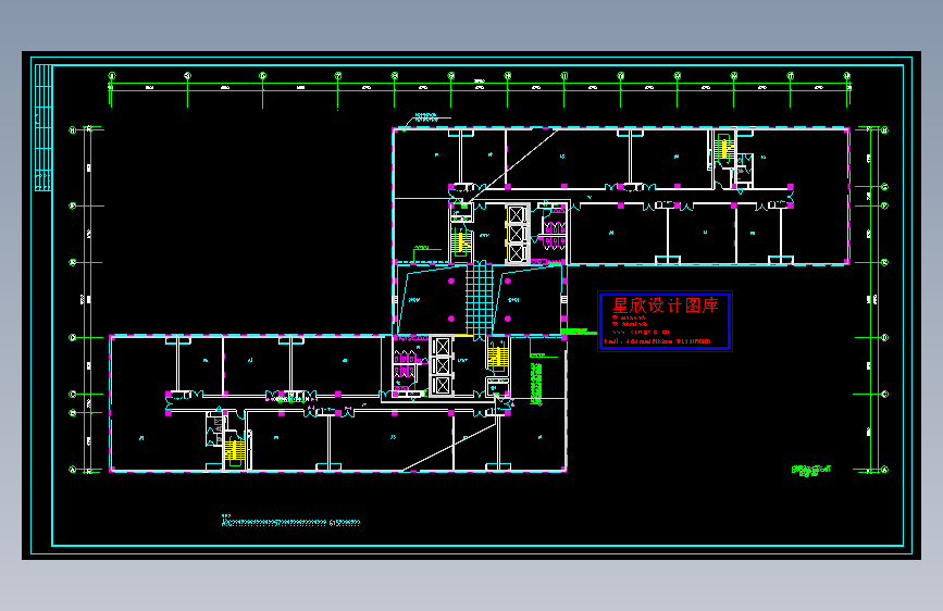 写字楼标准层铝合金窗下泛光灯配管平面图