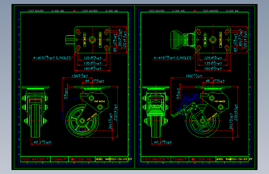 吸收震动型脚轮GSST-150