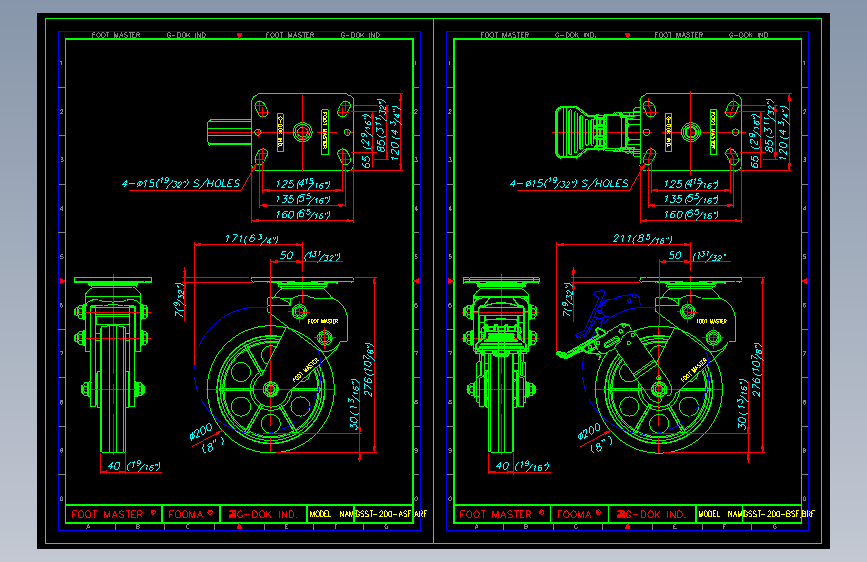 吸收震动型脚轮GSST-200