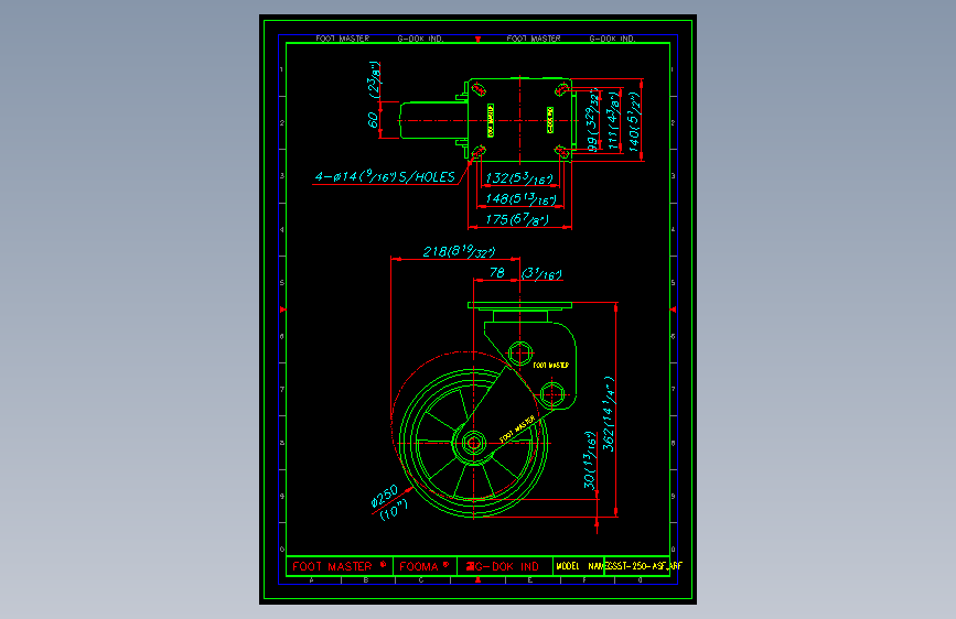 吸收震动型脚轮GSST-250