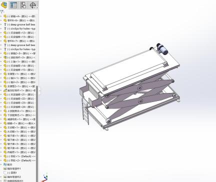 剪叉式液压升降平台设计-双液压缸【含三维SW+CAD图纸+说明】