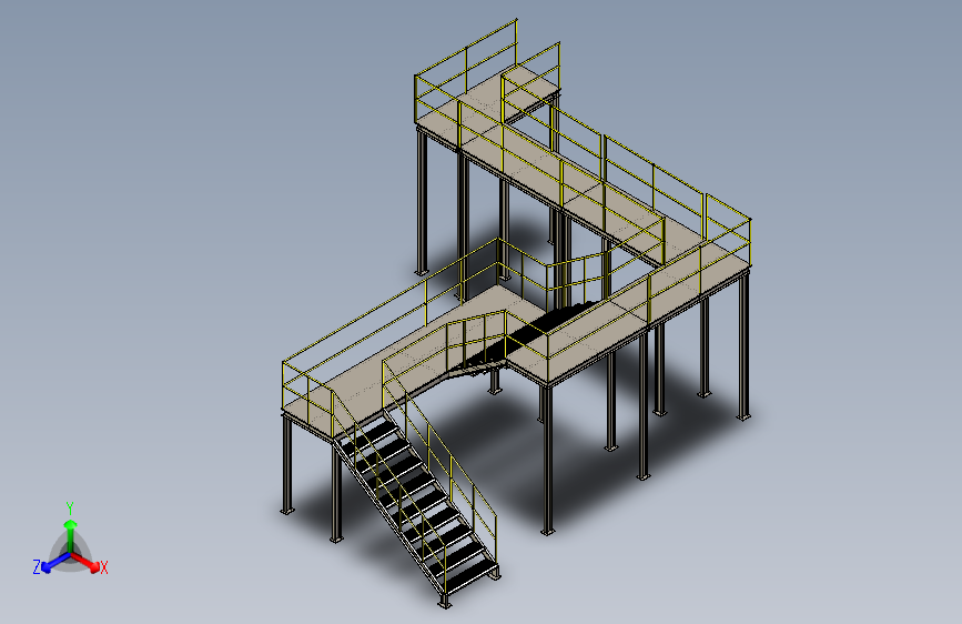 高架区域工业楼梯平台结构