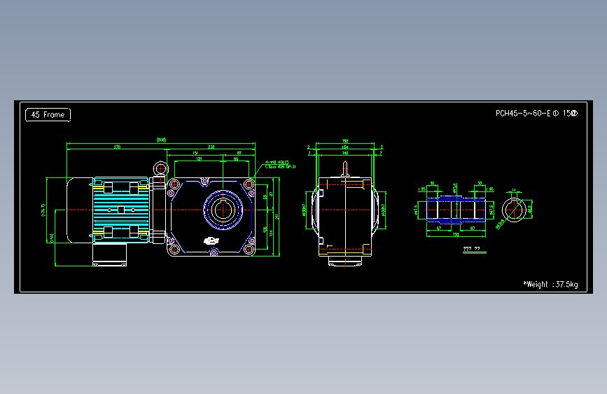 卧式电机PCH Lead box & Teminal box type 45Frame(1,5KW)