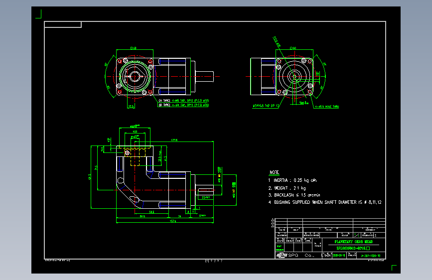 SPG行星减速机CAD图纸_AutoCAD 2000_模型图纸下载 – 懒石网