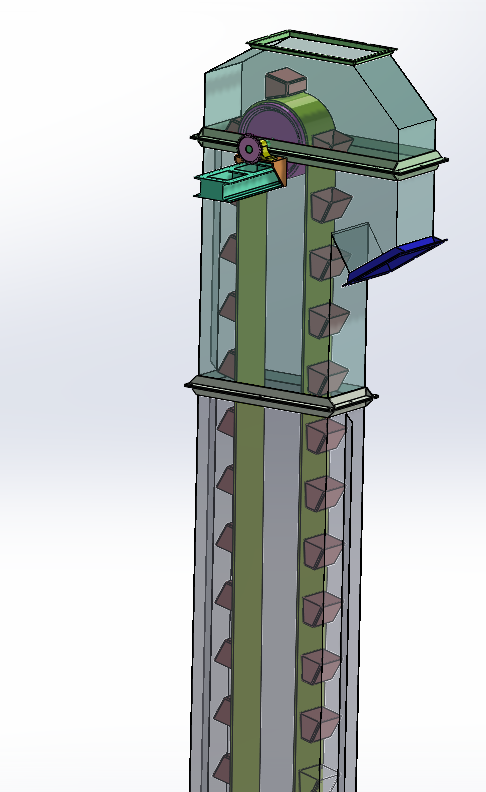 斗式提升结构3D图纸 Solidworks设计