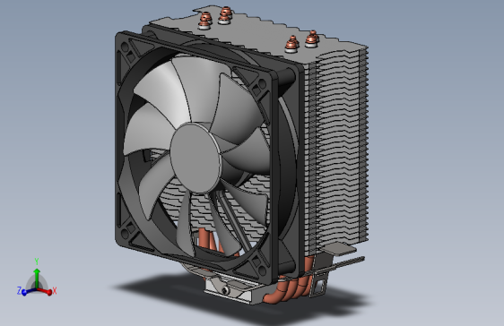 12cm CPU散热器3D数模图纸 Solidworks设计