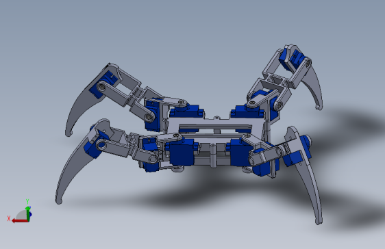 四足蜘蛛爬行机器人结构3D图纸