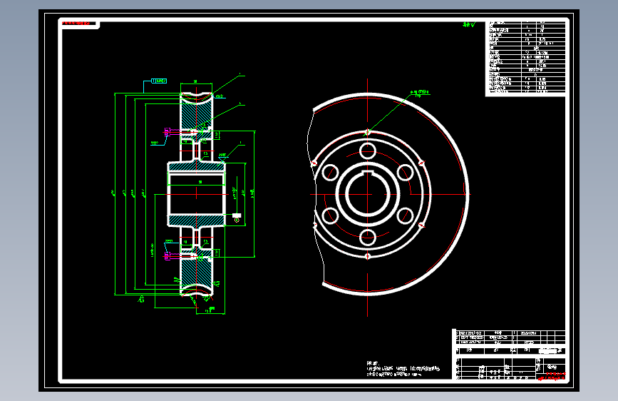 A0-轮式驱鸟车.dwg、A1-蜗轮部件装配图.dwg等文件 主视图