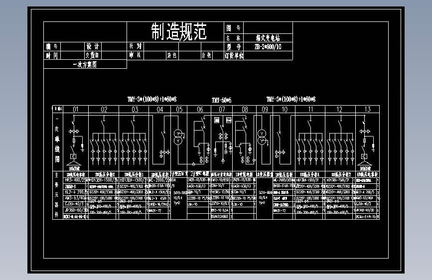 双800KVA欧式箱变一次系统图