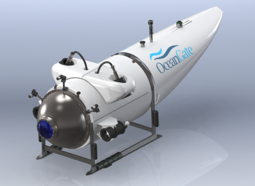 OceanGate+Titan泰坦号潜水器造型3D数模图纸+Solidworks设计