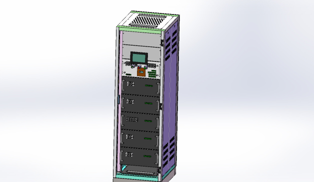 512V 50AH储能柜三维模型