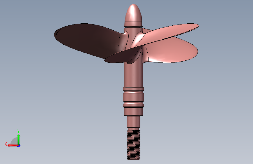 三叶片船螺旋桨 格式：step Sw X T Solidworks 2020 模型图纸下载 懒石网