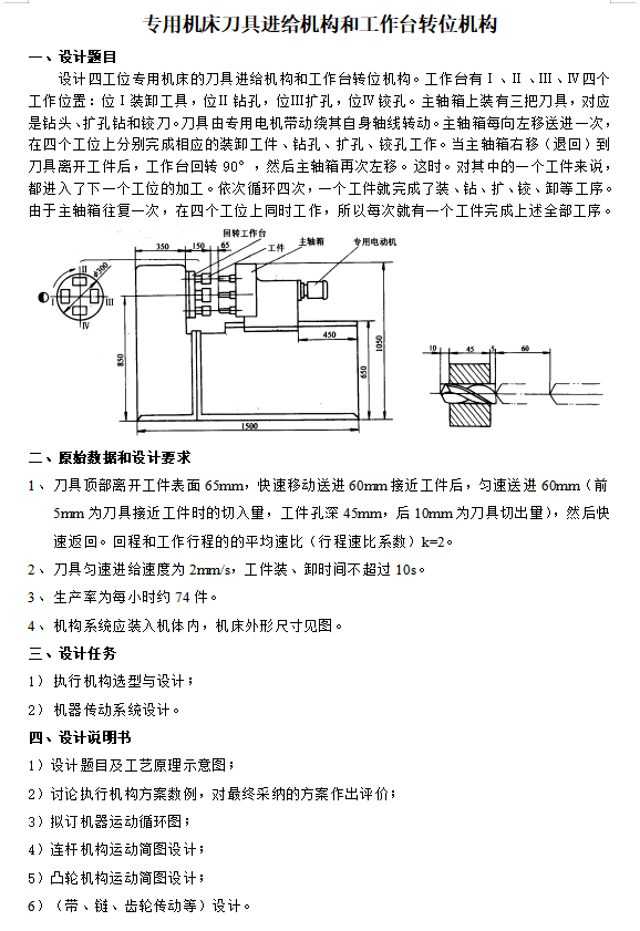 四工位专用机床进给机构工作台转位机构设计==1437490=250