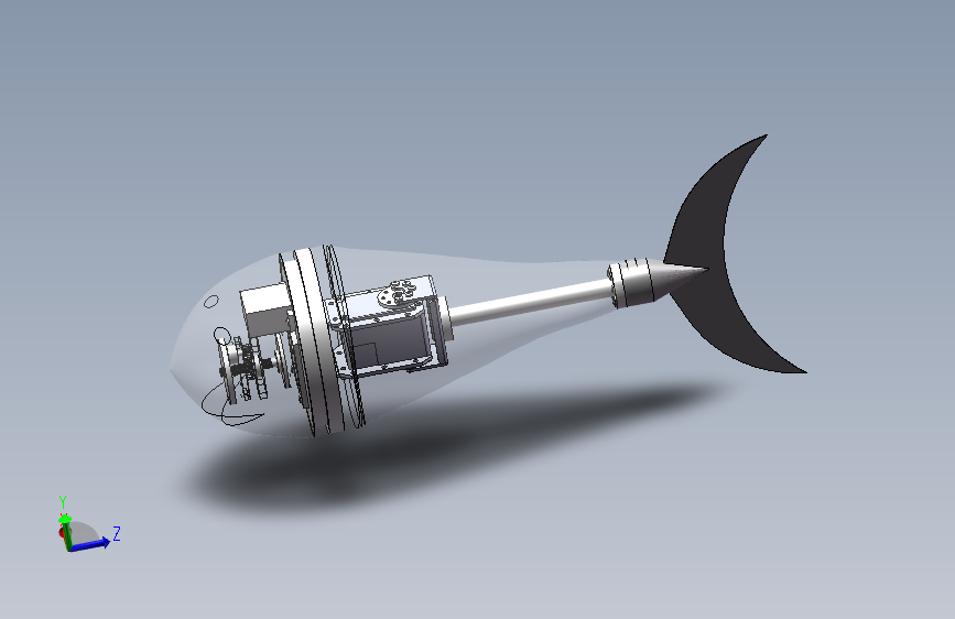 仿生鱼机械鱼机器人设计 三维SW模型3D建模+CAD图纸+说明书