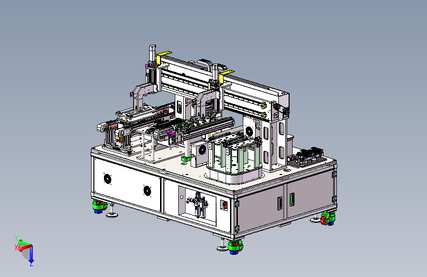 锂电池在线式自动贴膜机3D数模图纸+Solidworks18设计