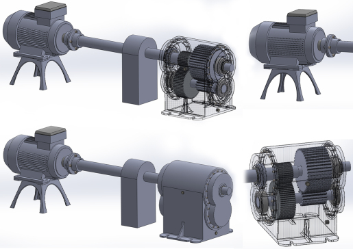 用于增加扭矩的四齿轮变速箱3D图纸+Solidworks设计