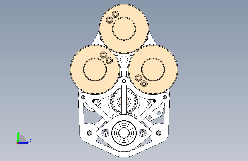 Speed微调2速3驱齿轮箱3D模型图纸 Step 左侧视图