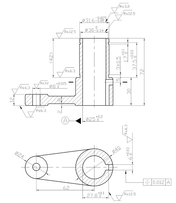 1694--轴套零件加工工艺及钻Φ6孔夹具设计【中心距62】