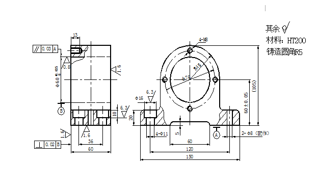2239-轴承座的工艺规程及钻4-M8夹具设计（中心高60）