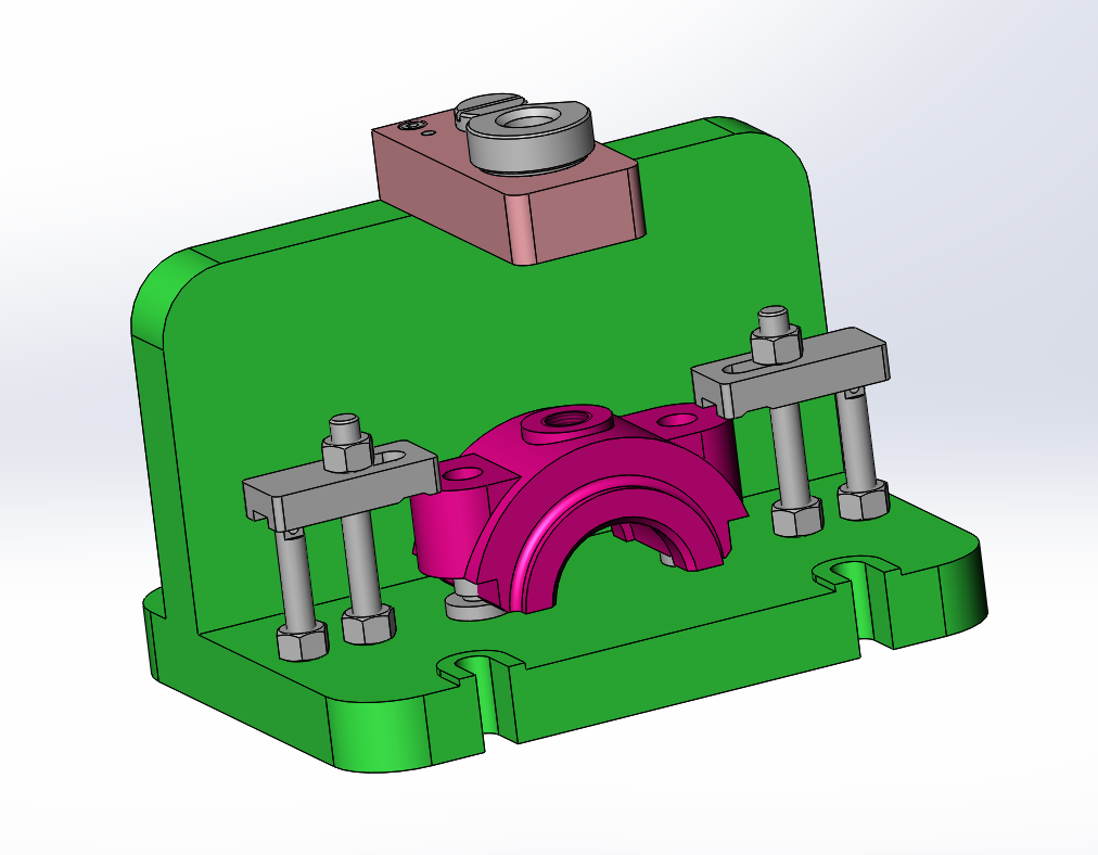 K288-轴承盖的工艺规程及钻M14孔夹具设计（含三维SW）（中心距65）_SOLIDWORKS 2016_模型图纸下载 – 懒石网