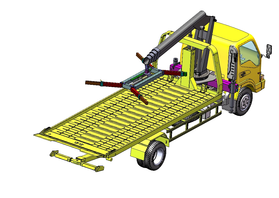 D0560-带吊机的清障车模型三维SW2018带参