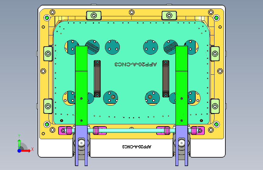 APP20-lcd-cover-al-CNC3笔记本CNC工装夹具三维模型-1110 正面视图