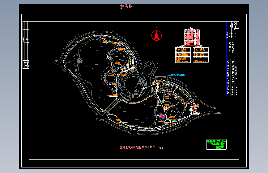 室外景观夜间照明电气平面图