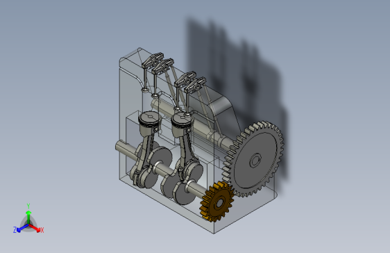 D1077-双缸发动机结构设计及运动仿真【带三维及仿真】三维SW2009无参++CAD+说明书