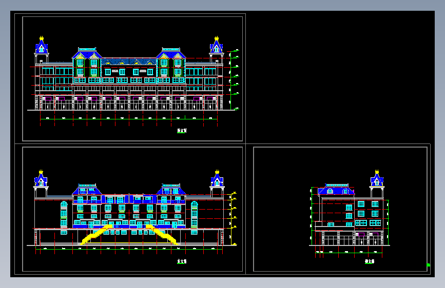 一套商住图纸立面图