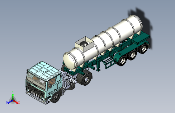油箱20m³沃尔沃油罐车3D数模图纸 stp格式