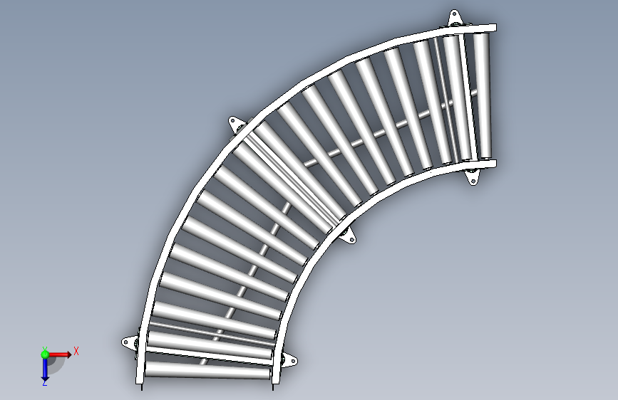 弧形输送机3D图纸+Solidworks设计+附X_T格式 俯视图