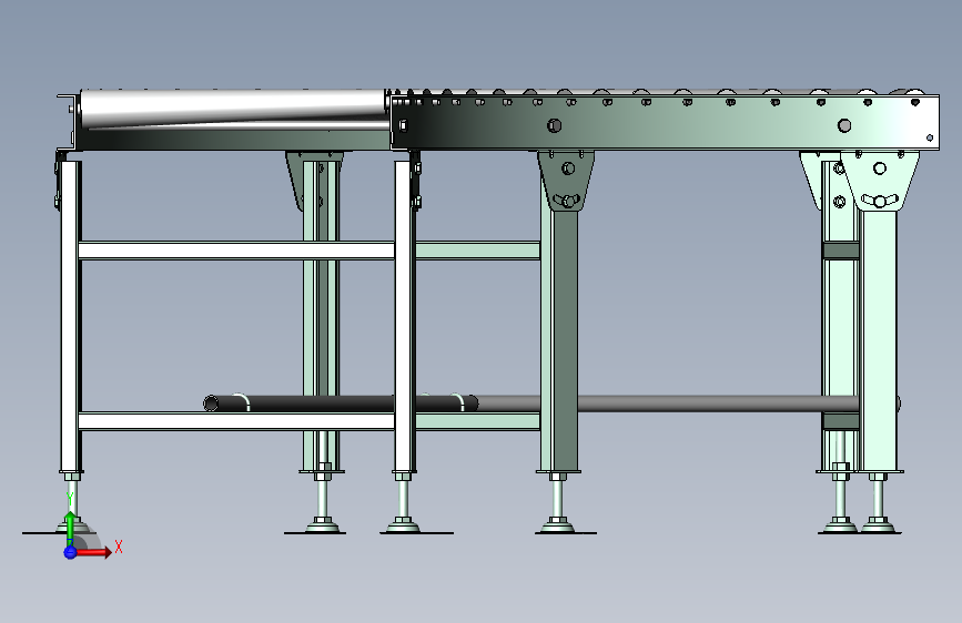 弧形输送机3D图纸+Solidworks设计+附X_T格式 正面视图
