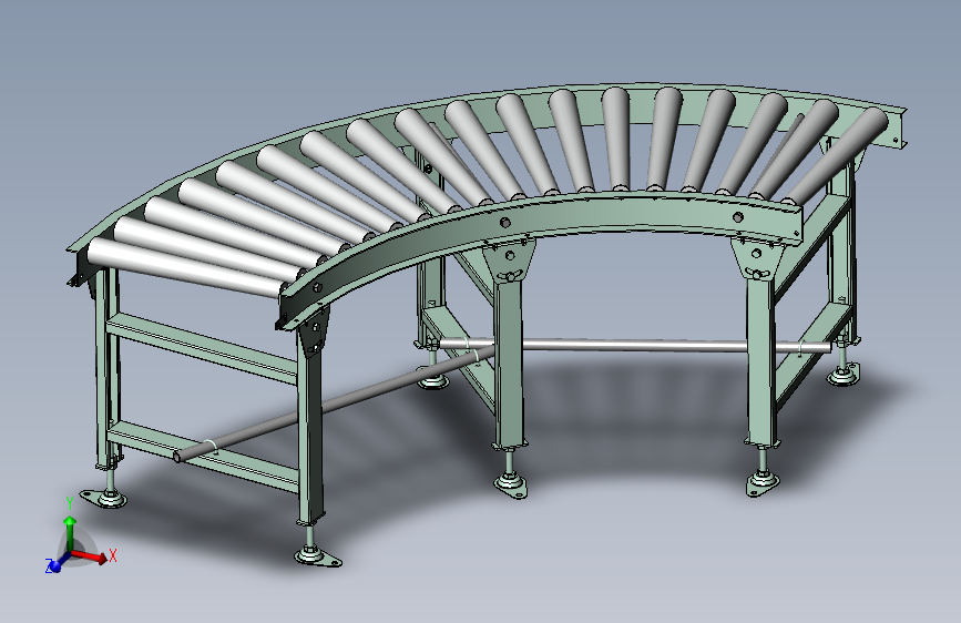 弧形输送机3D图纸+Solidworks设计+附X_T格式 主视图