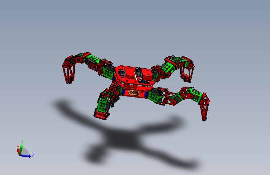 四足爬行机器人结构3D图纸+Solidworks设计