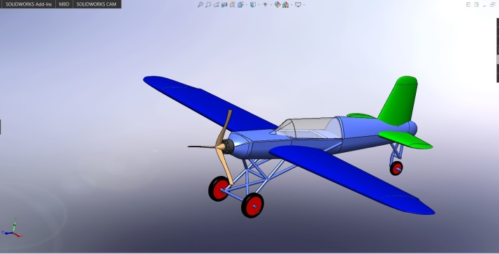 简易单翼飞机模型3D图纸+Solidworks设计