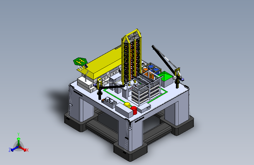石油钻井平台3D数模图纸 Solidworks设计