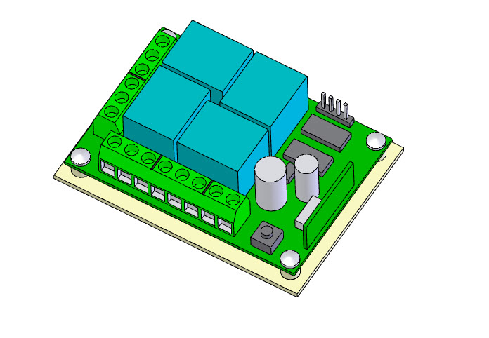 002-电路板PCB-12vDC 远程继电器模块 - 4 个继电器  STEP