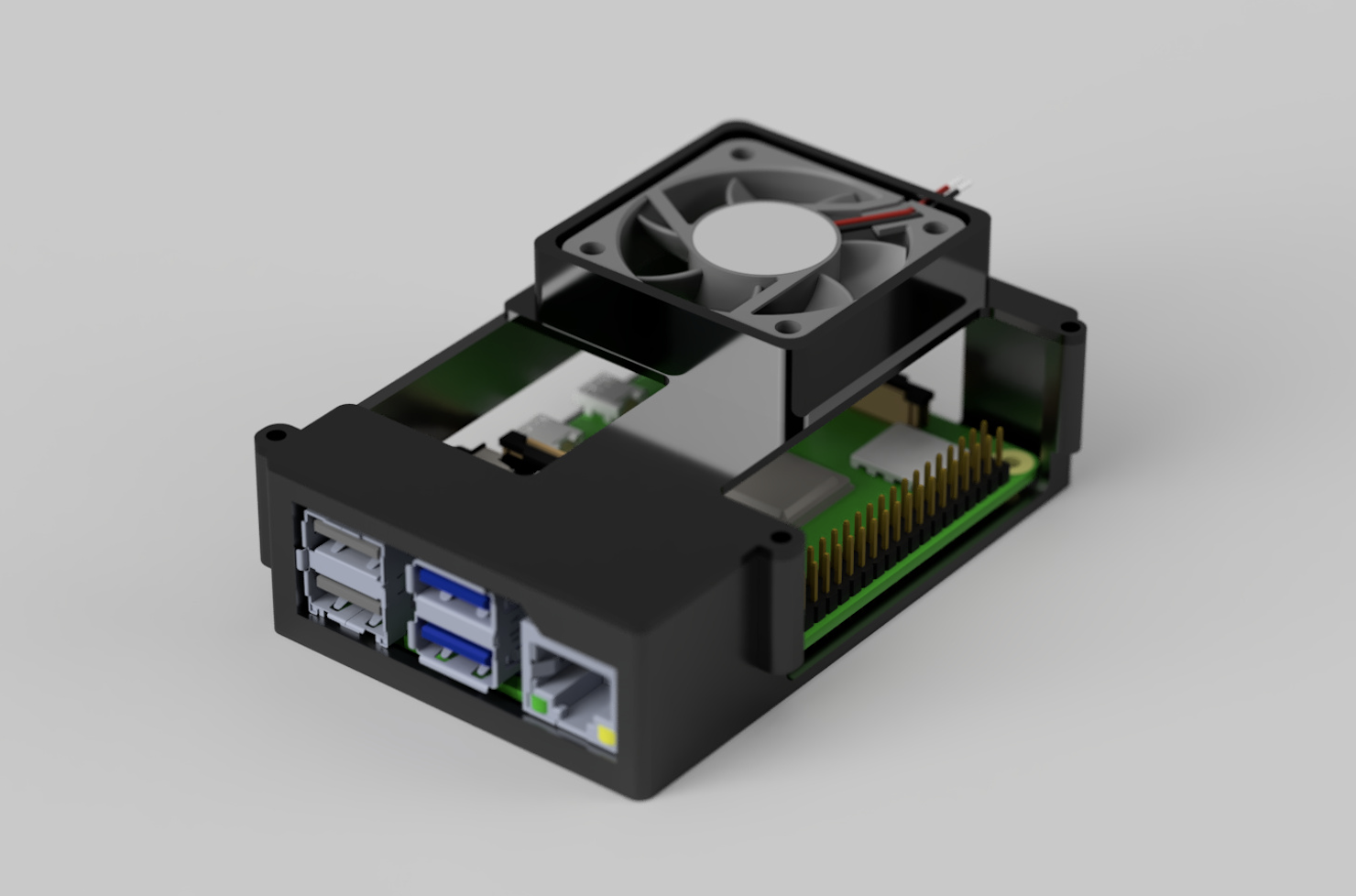115-电路板PCB-Raspberry Pi 外壳 40 毫米风扇 STEP