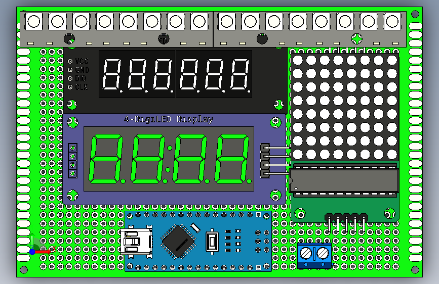124-电路板PCB-SIMHUB_Arduino_LED 显示屏,带 4 个功能 STEP 正面视图